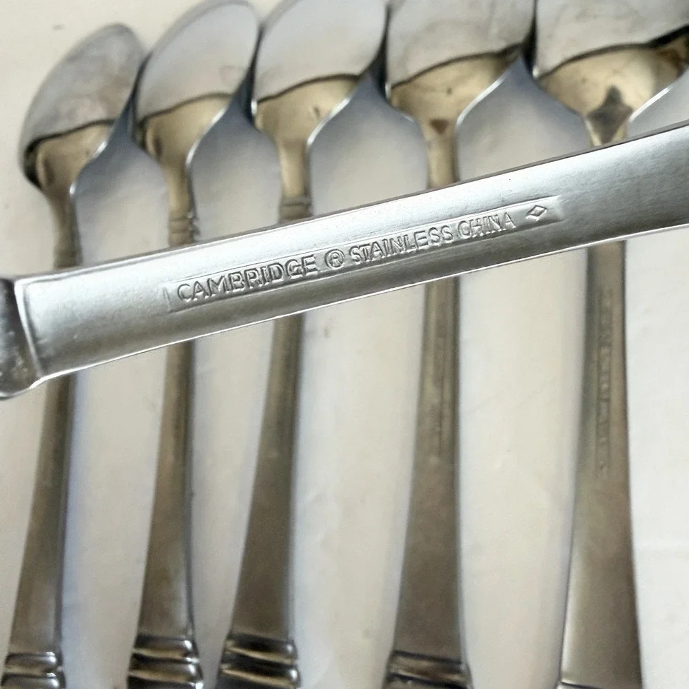 Set of 6 Cambridge Codie Sand Frost Stainless Soup Spoon Flatware  7